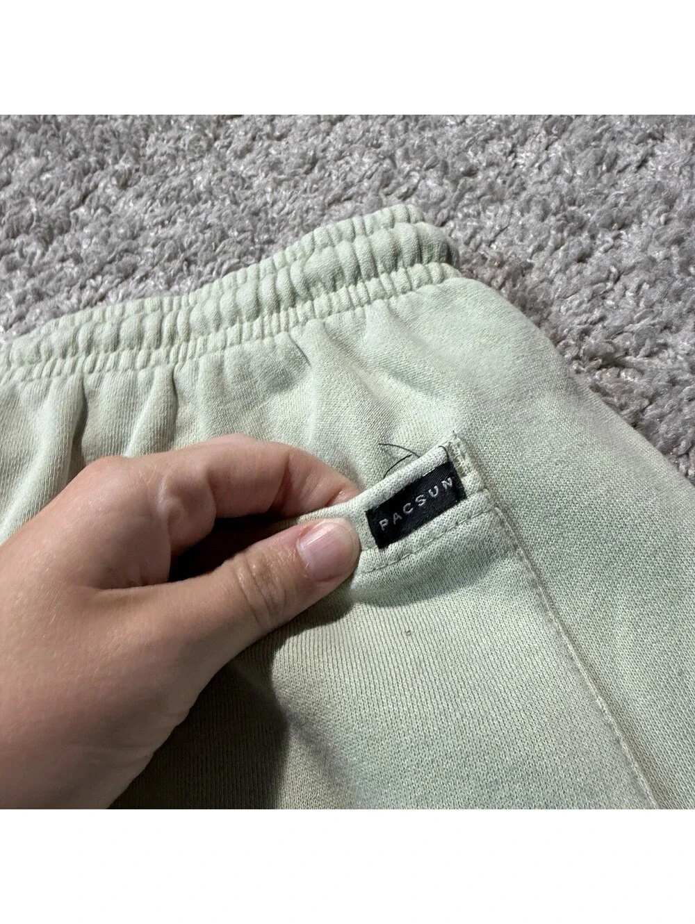 Pacsun Volley Sweat Shorts Mens Medium Green Cotton Fleece Elastic Waist